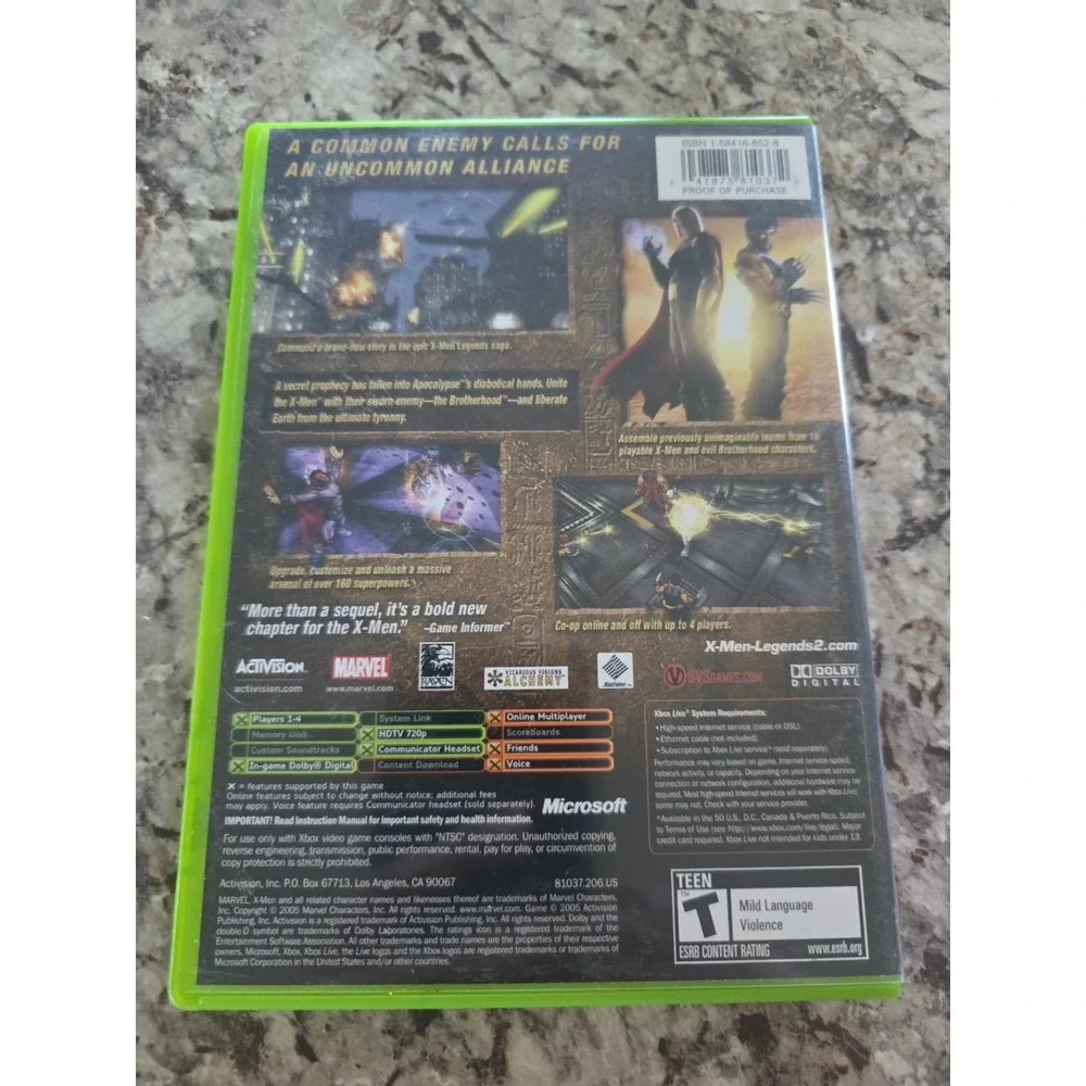 X-Men Legends II: Rise of Apocalypse (Microsoft Xbox, 2005) CIB W/ Manual Tested